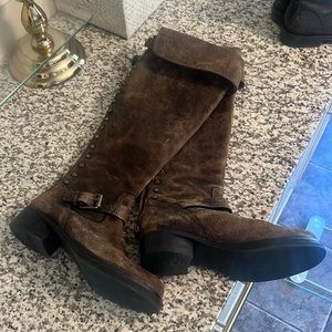 Tory Burch Brown Suede Knee-High Riding Boots